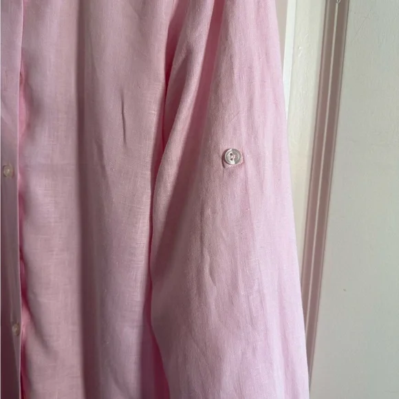 NWOT - Vilebrequin French Designer Pink Linen Long Button-Up Shirt - Size M - Picture 6 of 9